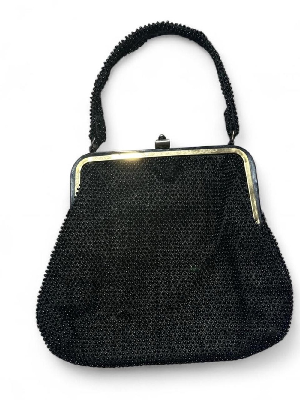Vintage 1950s - 1960s Corde Bead by Lumured Black Beaded Purse